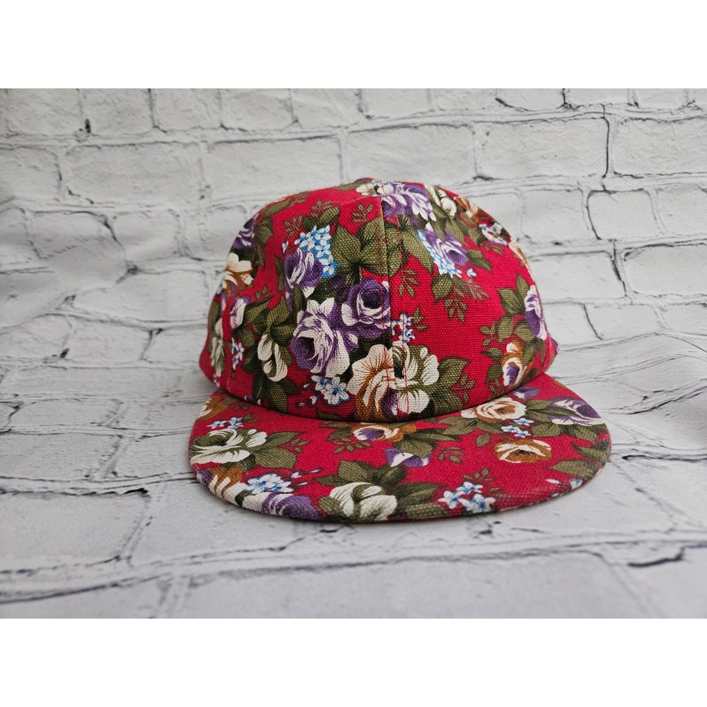 Y2K Vintage Floral Print Snapback Baseball Hat / Retro Streetwear Cap